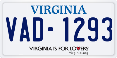 VA license plate VAD1293