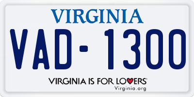 VA license plate VAD1300