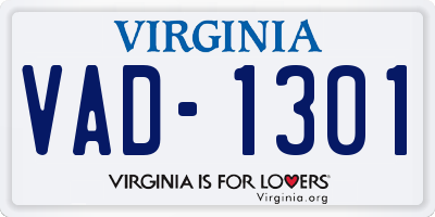 VA license plate VAD1301
