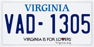 VA license plate VAD1305
