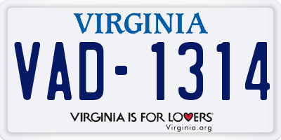 VA license plate VAD1314