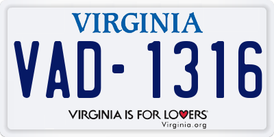 VA license plate VAD1316