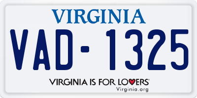 VA license plate VAD1325