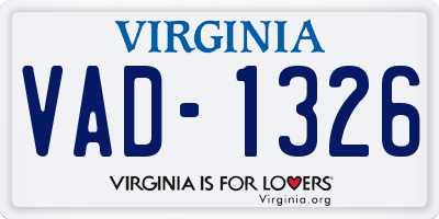 VA license plate VAD1326