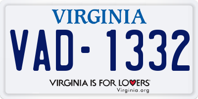 VA license plate VAD1332