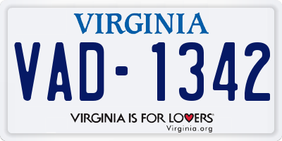 VA license plate VAD1342