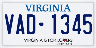 VA license plate VAD1345