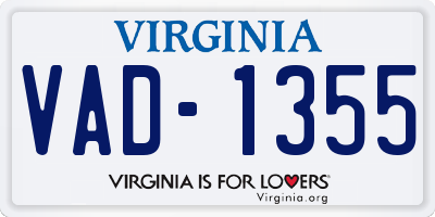 VA license plate VAD1355
