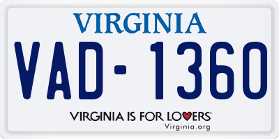 VA license plate VAD1360