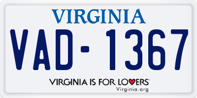 VA license plate VAD1367