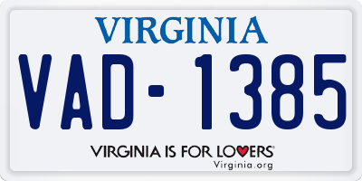 VA license plate VAD1385