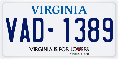 VA license plate VAD1389