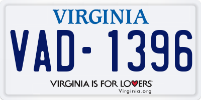VA license plate VAD1396
