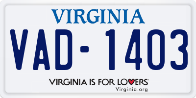 VA license plate VAD1403