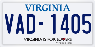 VA license plate VAD1405
