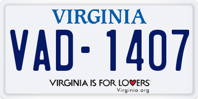 VA license plate VAD1407