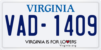 VA license plate VAD1409