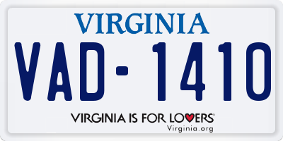 VA license plate VAD1410