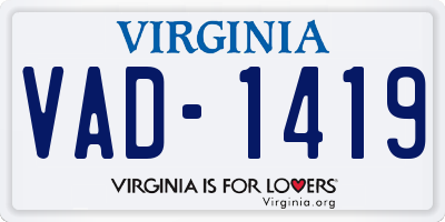 VA license plate VAD1419