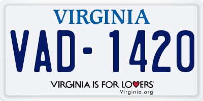 VA license plate VAD1420