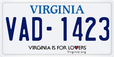 VA license plate VAD1423