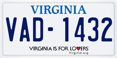 VA license plate VAD1432
