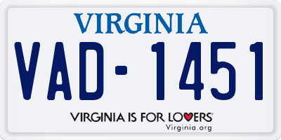 VA license plate VAD1451