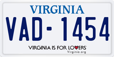VA license plate VAD1454