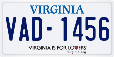 VA license plate VAD1456
