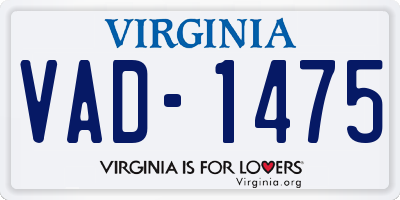 VA license plate VAD1475