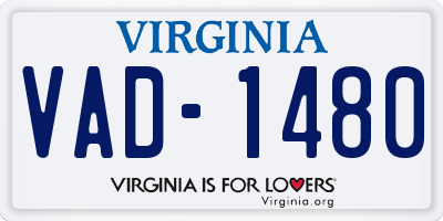 VA license plate VAD1480