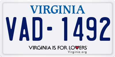 VA license plate VAD1492