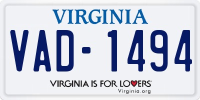 VA license plate VAD1494