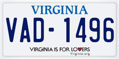 VA license plate VAD1496