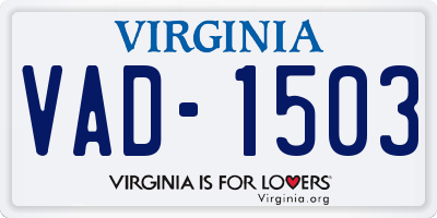 VA license plate VAD1503