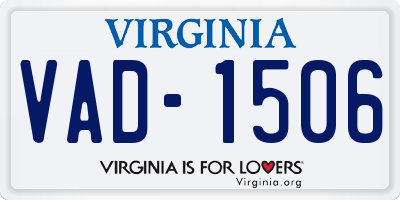 VA license plate VAD1506
