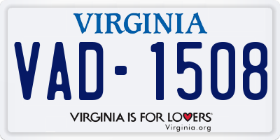 VA license plate VAD1508