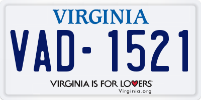 VA license plate VAD1521