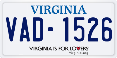VA license plate VAD1526