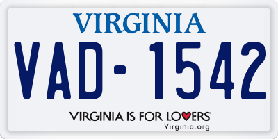 VA license plate VAD1542