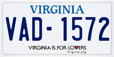 VA license plate VAD1572