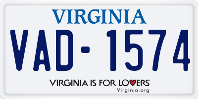 VA license plate VAD1574