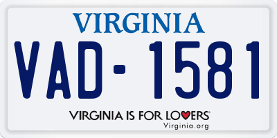 VA license plate VAD1581