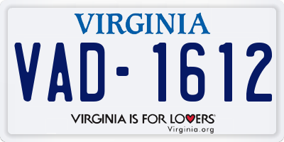 VA license plate VAD1612