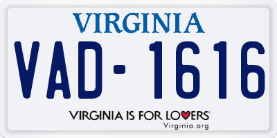 VA license plate VAD1616