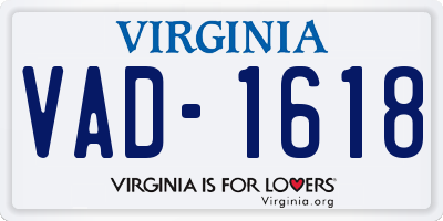 VA license plate VAD1618