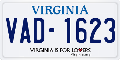 VA license plate VAD1623