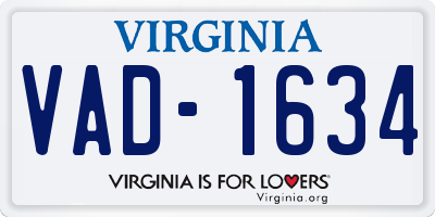 VA license plate VAD1634