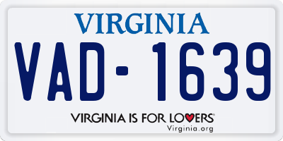 VA license plate VAD1639