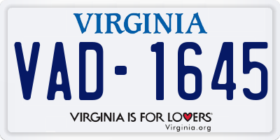 VA license plate VAD1645